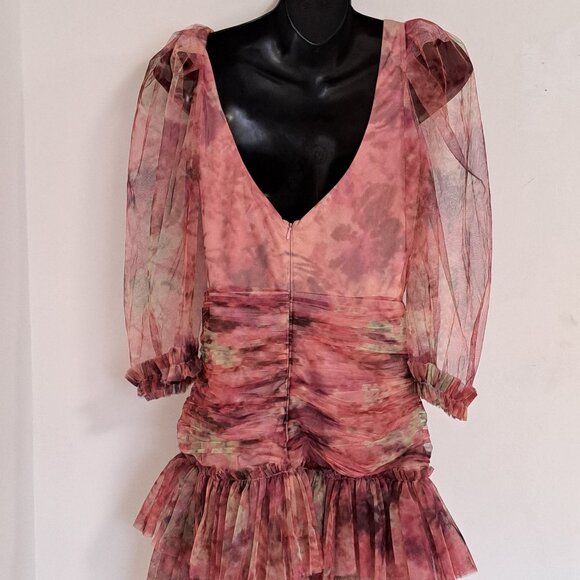 Rose Velvet Tulle Ruffled Layered Mini Dress NWT Misses Size Small - Picture 11 of 13